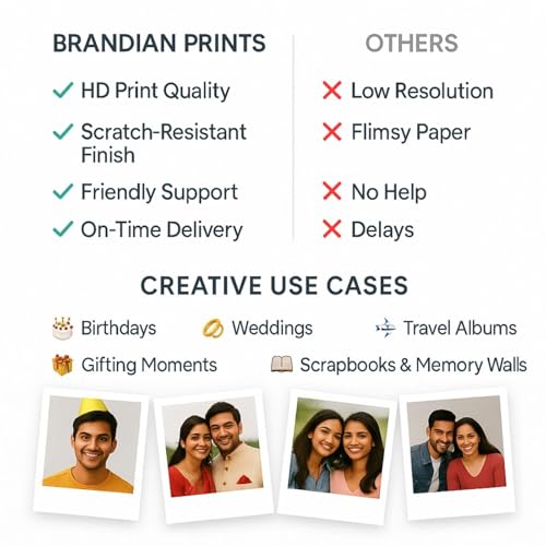 Image of Brandian | Pack of 06 | Customised Photo Prints for Couples, Gifts & Memories | 4x3 Inch | Wall Art