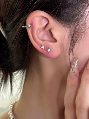 Minimalist Star Hoop Earrings for Women Girls 925 Sterling Silver Tiny Star Small Huggie Hoops 10mm Sleeper Cartilage Earrings Hypoallergenic4