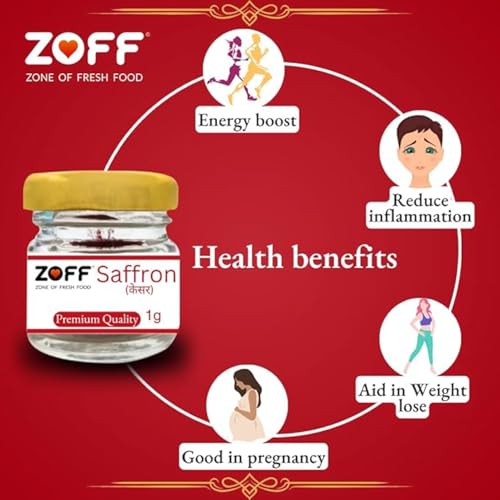 Image of Zoff kesar saffron original- Premium Kashmiri kesar saffron- Hand-Picked & Naturally Aromatic -Perfect for Cooking, Desserts & Wellness -Net Weight: 1g (Pack of 3)