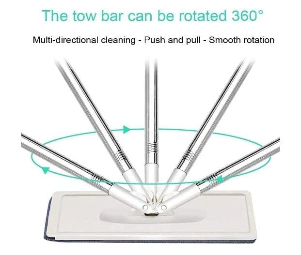 Image of Heavy Quality Floor Mop with Bucket, Flat Square Dinner Squeeze Mop Bucket System Cleaning Supplies 360 Flexible Mop Head /2 Reusable Ceramic Gift Pack