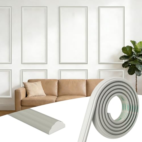 Flexible Peel and Stick Wall Trim Molding, Self-Adhesive Decorative Strip, 2 Rolls (Total 197