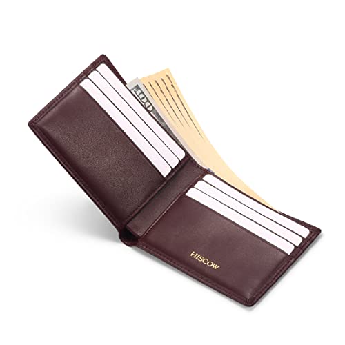 HISCOW Leather Slim Bifold Wallet with 6 Credit Card Slots, Italian Calfskin (Bordeaux)3