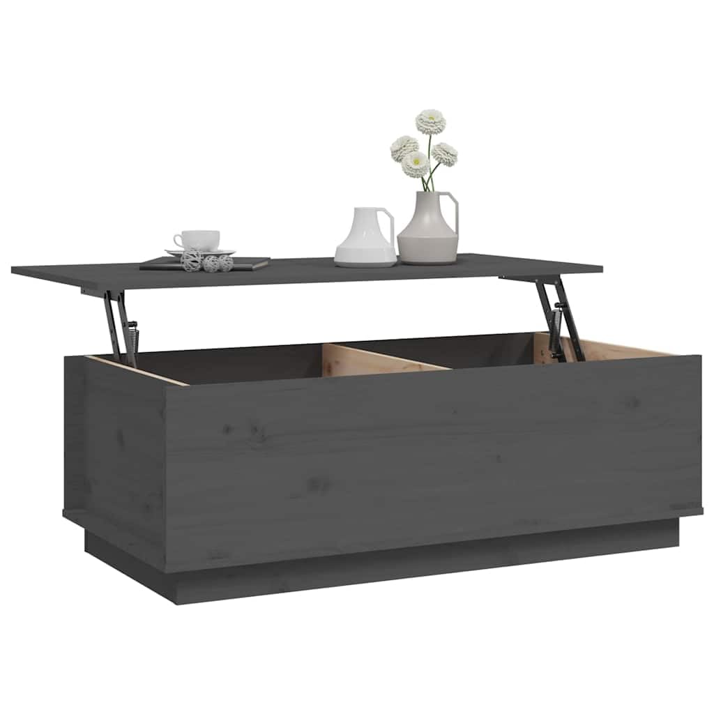 Fengshui Stolik kawowy szary 100 x 50 x 35 cm lite drewno sosnowe