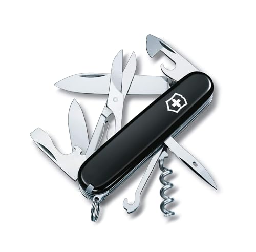 Victorinox Climber Swiss Army Knife, 14 Function Swiss Made Pocket Knife with 2 Blades, Corkscrew and Screwdriver - Black