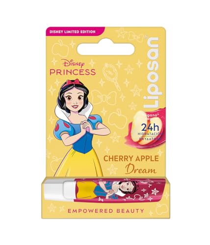 LIPOSAN Cherry Shine Disney Princesse Blanche Neige Edition Limitée (1 x 4,8 g) Baume à lèvres pour enfants avec 24 h d'hydratation, baume à lèvres couleur cerise pour des lèvres douces et belles