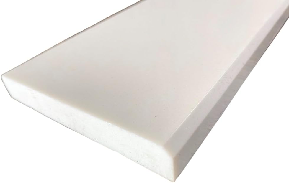 Tenedos Solid White Engineered Marble Doorway Floor Threshold Saddle Polished, for Shower Curb, Bathroom Vanity Backsplash, Window Sill, Maintenance Free, Stain Resistant (4" x 36")