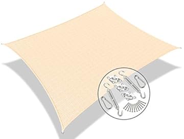 VOUNOT Tenda da Sole per Esterno, 2.5x3 m Vela Ombreggiante Rettangolare con Kit di Fissaggio, Tenda a Vela, Traspirante HDPE Protezione UV, per Giardino, Balcone, Terrazza, Avorio