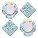 Mermaid Party Shell Shaped Iridescent Paper Plates and Metallic Beverage Napkins (Serves 16)