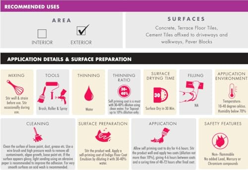 Image of Indigo Floor Coat Emulsion Platinum Series - High strength protective paint for interlock tiles, cement surfaces, walkways, driveways and terrace floors - 1 Liter Grape Brown