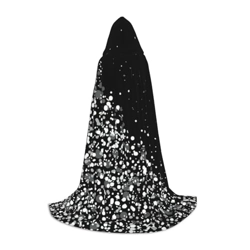 Cape médiévale noire et blanche à paillettes pour briller en soirée cosplay