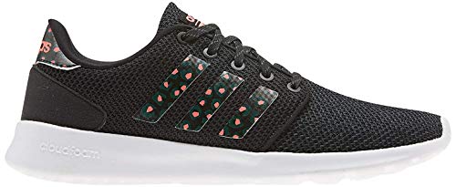 adidas womens CloudfoamQt Racer Running Shoe, Black, 8.5 US