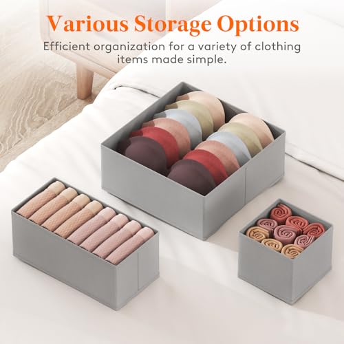 Lifewit 12 Pack Drawer Organiser,Collapisble Fabric Chest of Draw Dividers for Closet, Dresser, Nursery, Bedroom, Foldable Cube Boxes for Clothes, Pants, Underwear, Sock, Bras Organization, Light Grey - Image 4