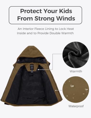 Image of wantdo Boys Puffy Winter Coats Fleece-Lined Snow Jackets Removable Hood