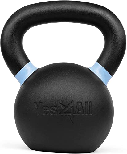 Yes4All Powder Coated Cast Iron Competition Kettlebell With Wide Handles & Flat Bottoms – 16 Kg / 35 Lb #TOP1