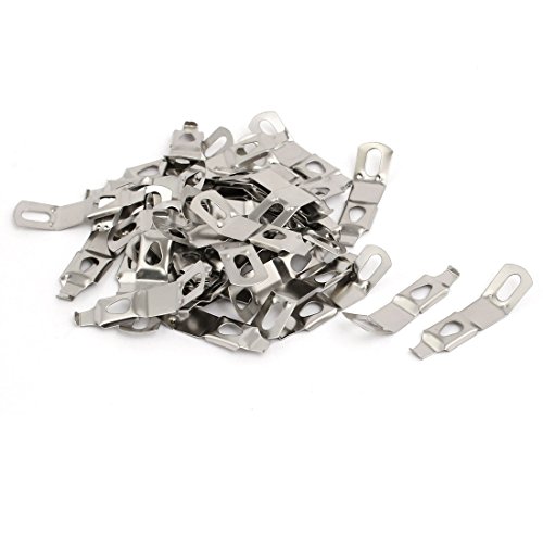 Image of Aexit Picture Photo Construction Hardware Frame Backboard Metal Spring Turn Clip Hanger Siver Tone 40pcs Model:48as299qo24