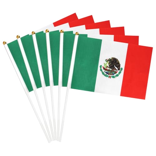 6PCS Hand-held Small Mexico Flags For World Cup 2026HD PrintingLightweightProper Sizemexican flag mexico flag bandera de mexico mexico decorations-8 inch*5.5 inch