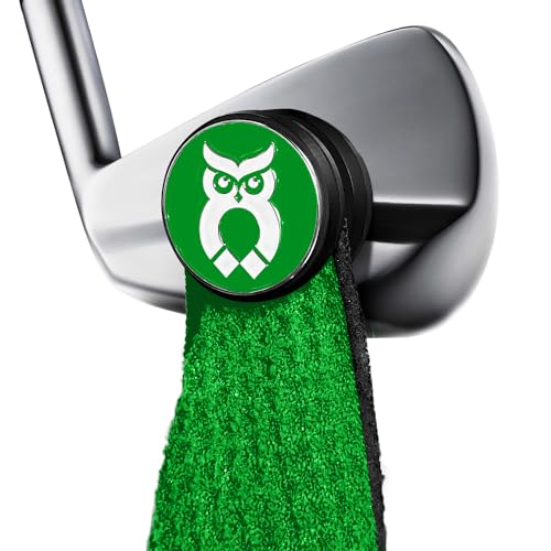 MagnetOwl Magnetic Golf Towel Clip (Turn Any Towel Magnetic) - with Removable Ball Marker and Waffle Towel - Highest Strength Magnet - Removable and Reusable Golf Towel Magnet (Green)