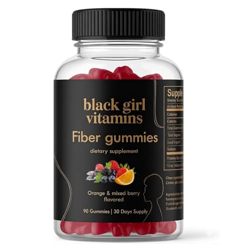 Black Girl Vitamins - Fiber Gummies - Prebiotic for Gut Health & Bloat Relief - Supports Digestion Regularity & Microbiome Balance - Vegan Gluten-Free Halal (Orange & Mixed Berry 30 Day Supply)