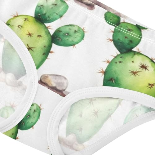 Cotton Girls Underwear Toddlers Watercolor Green Cactus White Cute Panties Girl Florals Kids Undies Briefs 2t4