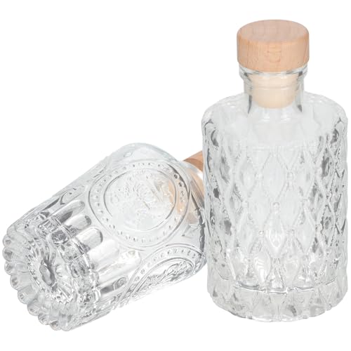 VANZACK 2 piezas Botellas de Vidrio Selladas para Almacenamiento de Vino y Miel de Unidades Pequeñas Reutilizables con Tapa Hermética para Líquidos y Alimentos Múltiples Ocasiones