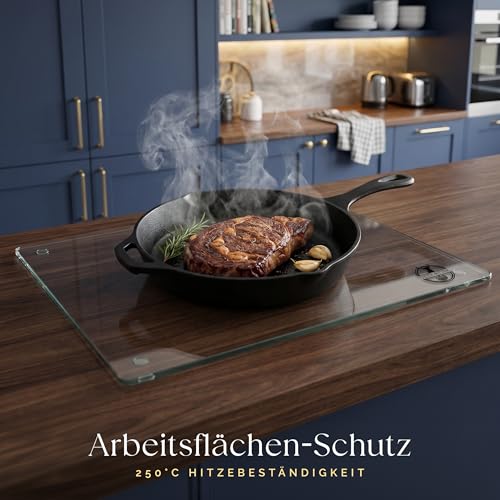 Deer & Oak Glas-Schneidebrett 40x30 cm, hitzebeständiges Hartglas – Ansicht 5