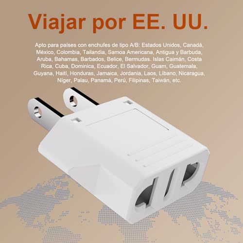 Miniatura 6 de Grifema Adaptador Enchufe Usa Tipo A 4 Piezas , Adaptador De Viaje Para Clavijas Tipo C E F L A N, Apto Para Tomas En Estados Unidos Canadá México Tailandia Japón, 6a 250v