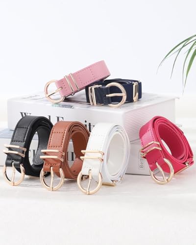 Coubeau Kinder Elastischer Gürtel Verstellbarer Stretch Kindergürtel für Jungen Mädchen Gürtel Teenager mit Goldener Schnalle für Jeans Hosen Kleid Uniform