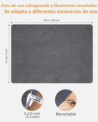 Miniatura 5 de 90 X 140 Cm Protector Suelo Silla Ruedas, Gris, Antideslizante, Alfombra, Ruedas, Gaming, Tapete De Protección De Madera Baldosas