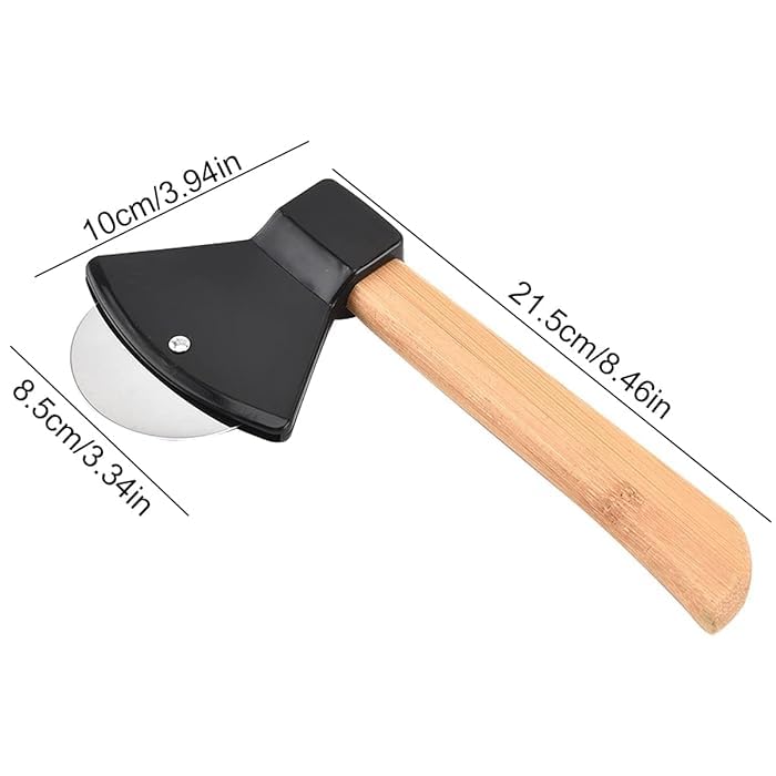 Image of Axe Shaped Pizza Cutter with Sharp Rotating Blade for Pizza, Bread, Cakes (Multi) - RA075-BLACK