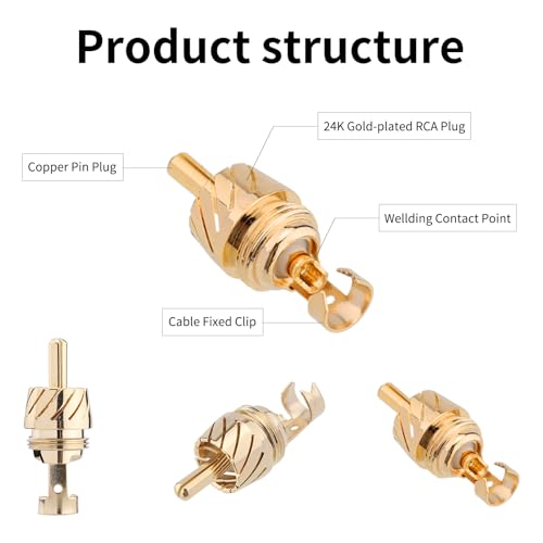 Conector RCA chapado en oro para audio, pack de 2 miniatura 3