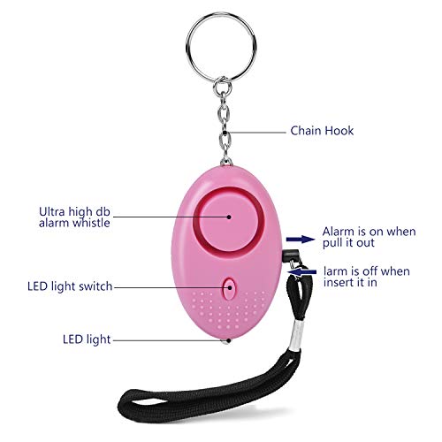 Justdolife Alarme pessoal com som seguro, chaveiro bonito de 130 dB, alarme de segurança de emergênc