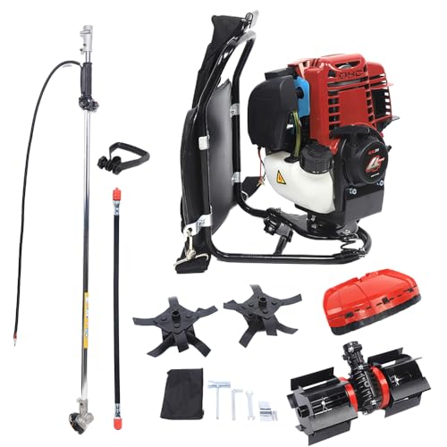 35.4CC Gas Powered Weed Wacker, 4-Stroke 1KW 4500-8500RPM Gasoline Weed Eater String Trimmer, Backpack Lawn Edge Cutter, Brush Cutter, Hedge Trimmer for Farmland Weeding, Harvesting, Clearing