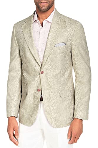 Tallia Mens Blazer Snake Print Notch Collar Overcoat Green XL