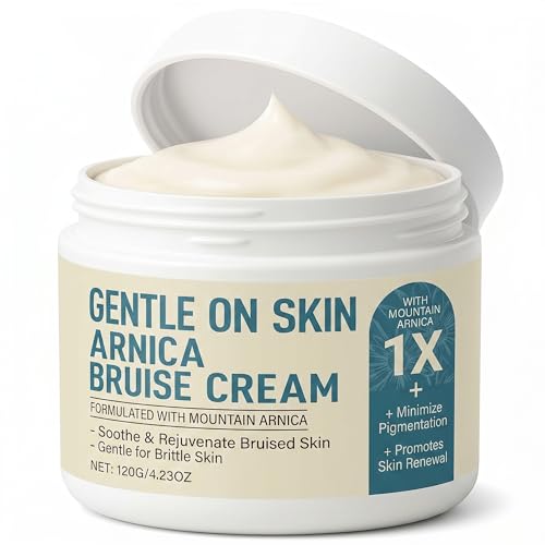 Arnica Bruise Cream Extra Strength for Thin & Sensitive Skin | Enriched Arnica Montana with VitaminsK C E for Bruising Discoloration & Swelling | Daily Care for Seniors & Adults on Face 4.23 oz