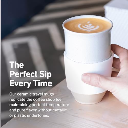 Image of NOVA CERAMICS Travel Mug - Coffee Mug Travel - Microwave & Dishwasher Safe Coffee Clay Tumbler - Gifts For Women Men Him Her - 16oz - Dune