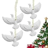 4 Stück Friedenstaube Weihnachtsbaumschmuck, Turteltauben Weihnachtsbaum Deko, Harz Friedenstaube Anhänger, Frieden Liebe Freude, Freundschaftsgeschenke Für Hochzeitsfeiern Familientreffen