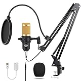 Condenser Microphone Recording Studio USB Computer PC Microphone Kit 192kHz/24bit with Adjustable...