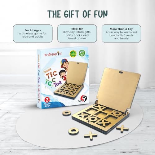 Image of Braintastic Wooden Tic Tac Toe Portable Game-Pack of 6 for Birthday Return Gifts Party Pack, Travel Board Game, Return Favors for All Age Group Kids & Adults