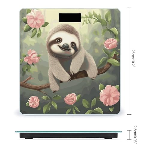 Báscula digital Cute Baby Sloth para baño, vidrio templado miniatura 2