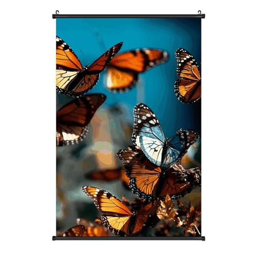Poster sur toile A Group of Flying Butterflies 40x60 cm avec crochet amovible pour salon