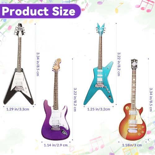4 Piezas Imanes de Guitarra Mini de Madera para Refrigerador miniatura 2