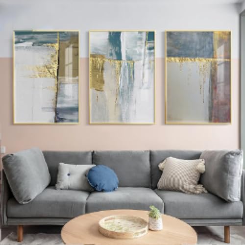 Décoration de salon moderne avec le triptyque de toiles abstraites KEBIA