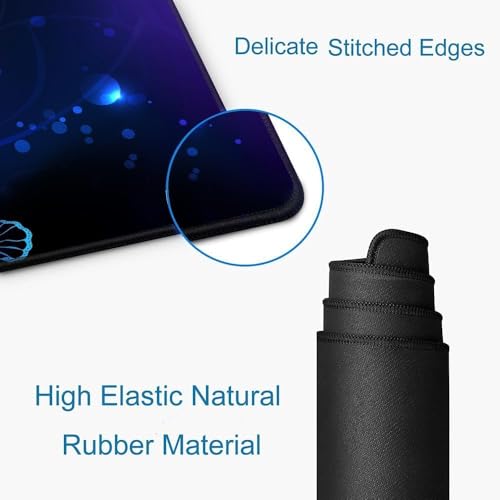 Image of Glowing Night Butterflies Gaming Mouse Pad, Large 800x300x2mm Extended Waterproof Mouse Mat with Stitched Edge, Non-Slip Rubber Base,Desk Mat for Gaming, Work, Office & Home,1 Pc