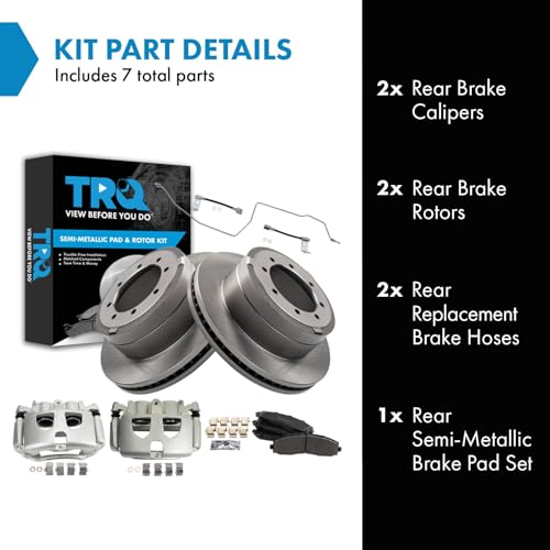 Image of TRQ Brake Pad & Rotor Kit Semi-Metallic Compatible with 2017-2019 Ford F-350 Super Duty