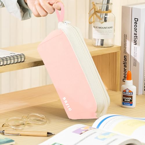 Image of MAMUNU Large Pencil Case Wide Opening - Big Capacity Pencil Pouch for Girls Boys - Portable Stationery Pen Bag for School Office College Teens Students Adults, Pink