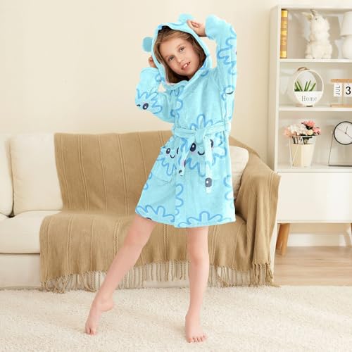 Snowflake Seamless Hooded Pajamas Bath Robes For Girls4