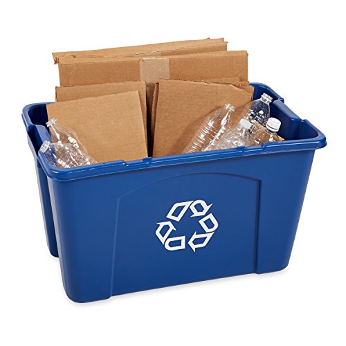 Rubbermaid Commercial Products, Recycling Bin/Box For Paper And Packaging, Stackable, 18 Gal, For Indoors/Outdoors/Garages/Homes/Commercial Facilities, Blue (Fg571873Blue) #TOP3