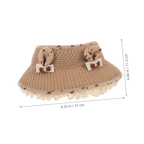 LIFKOME Bunny Ear Sun Hat Cute Summer Cap with Wide Brim for Beach Vacations and Outdoor Activities Ventilated Design for Comfort Protective Wide Brim for Girl Summer Adventures Coffee2