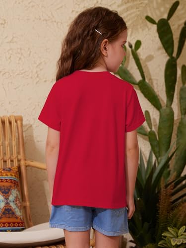 Image of ZDC Girls' Short Sleeve Shirts Kids Crewneck T-Shirts Summer Tops Basic Tees 5-14 Years