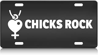 Chicks Rock Girl Power Feminist S.Steel Car SUV Truck License Plate Decorative Tag Black-D#n73